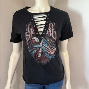 Black Lace-Up Graphic Tee